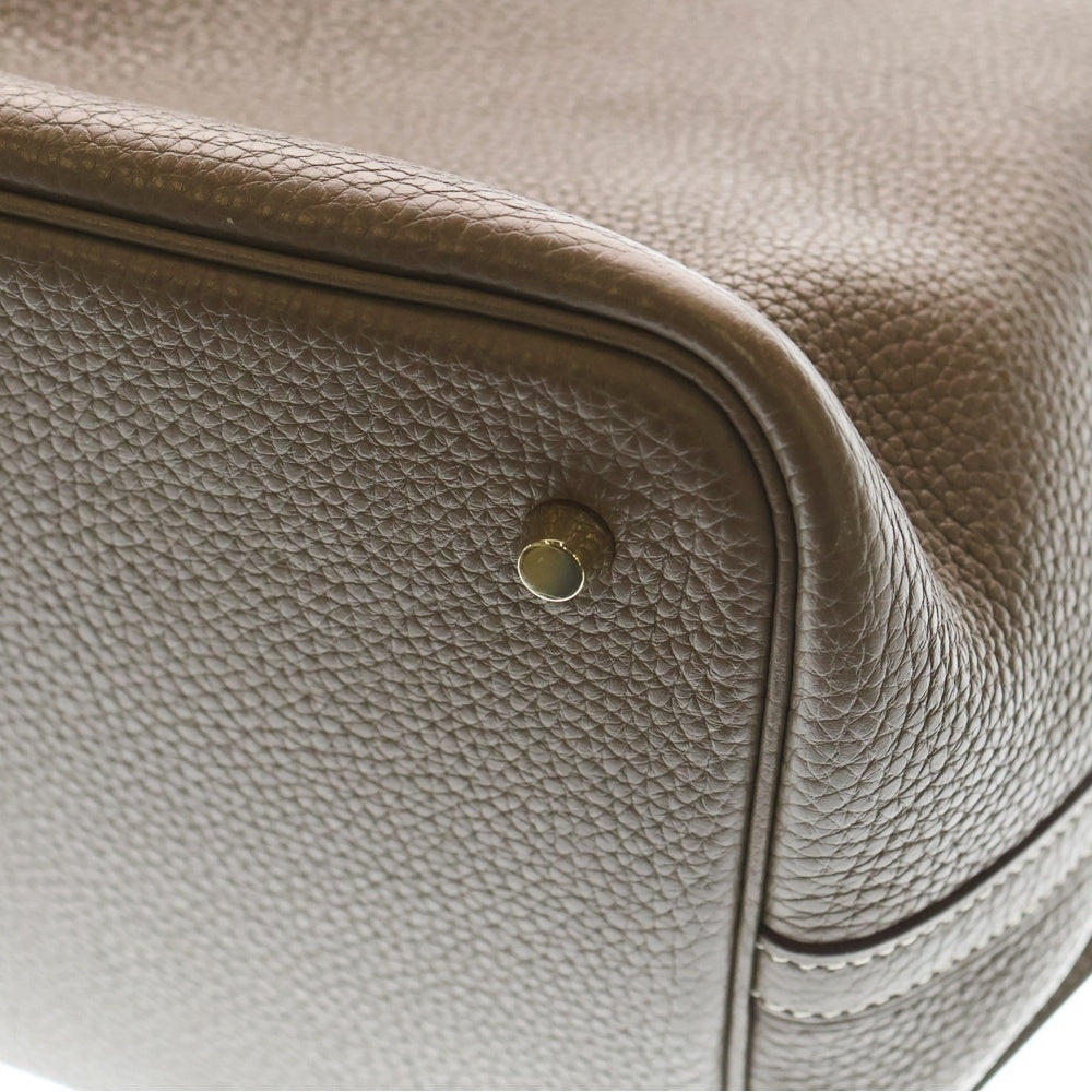 HERMES(エルメス) ピコタンロックMM トリヨン レザーハンドバッグ エトゥープ ゴールド金具 C刻印 レディース