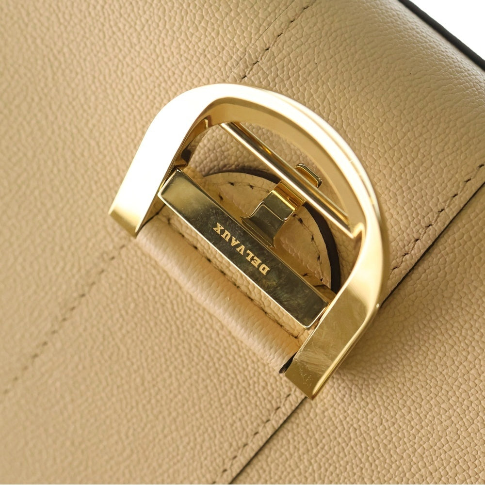 DELVAUX(デルボー) ブリヨンPM レザー 2WAY ハンド ショルダーバッグ ゴールド金具 ベージュ レディース