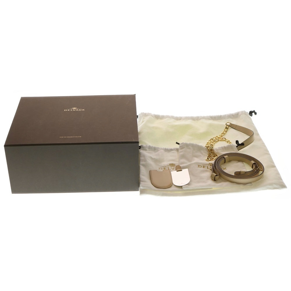 DELVAUX(デルボー) ブリヨンPM レザー 2WAY ハンド ショルダーバッグ ゴールド金具 ベージュ レディース
