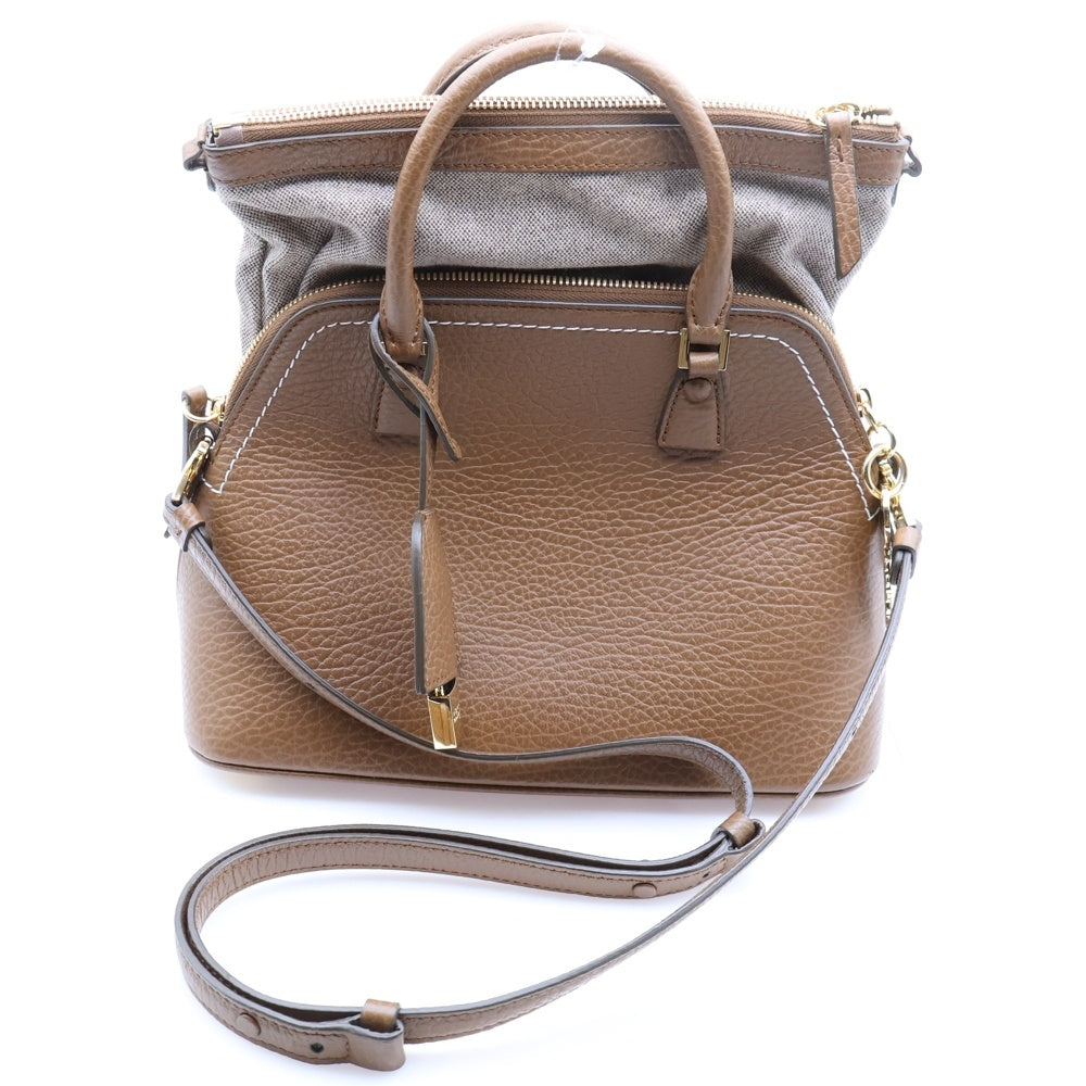 Martin Margiela 13(マルタンマルジェラ) 5AC 2wayハンドバッグ ショルダーバッグ ブラウン ベージュ レザー ゴールド金具 レディース