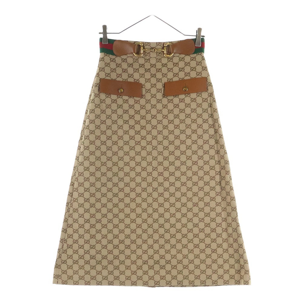 GUCCI(グッチ) GG Canvas Skirt GGロゴ 総柄 キャンバス スカート レディース ベージュ 681567