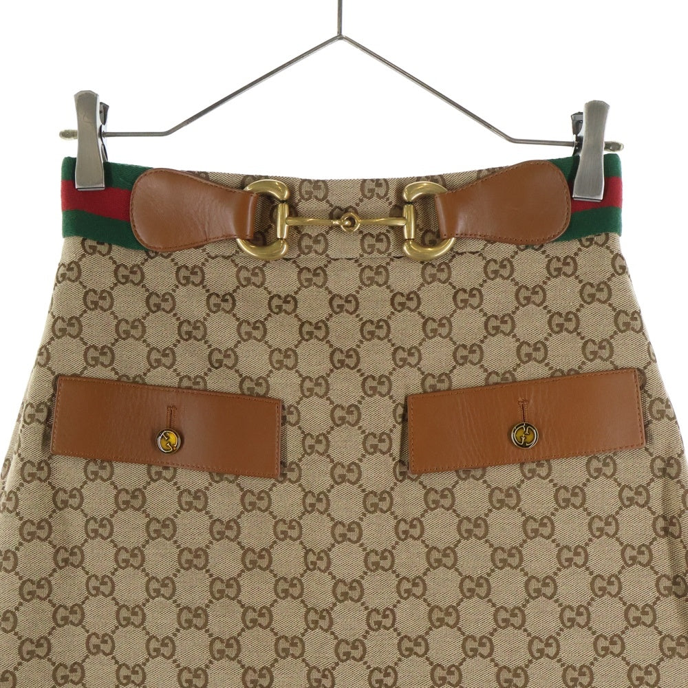 GUCCI(グッチ) GG Canvas Skirt GGロゴ 総柄 キャンバス スカート レディース ベージュ 681567