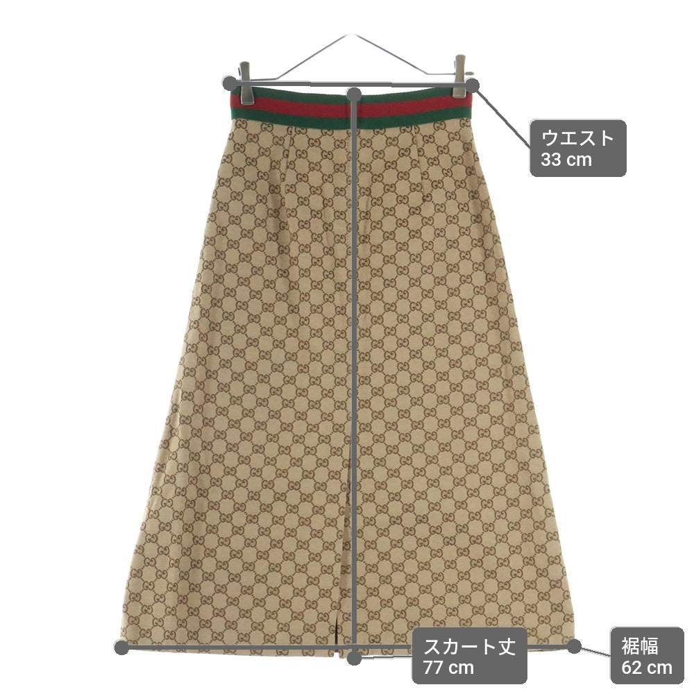GUCCI(グッチ) GG Canvas Skirt GGロゴ 総柄 キャンバス スカート レディース ベージュ 681567