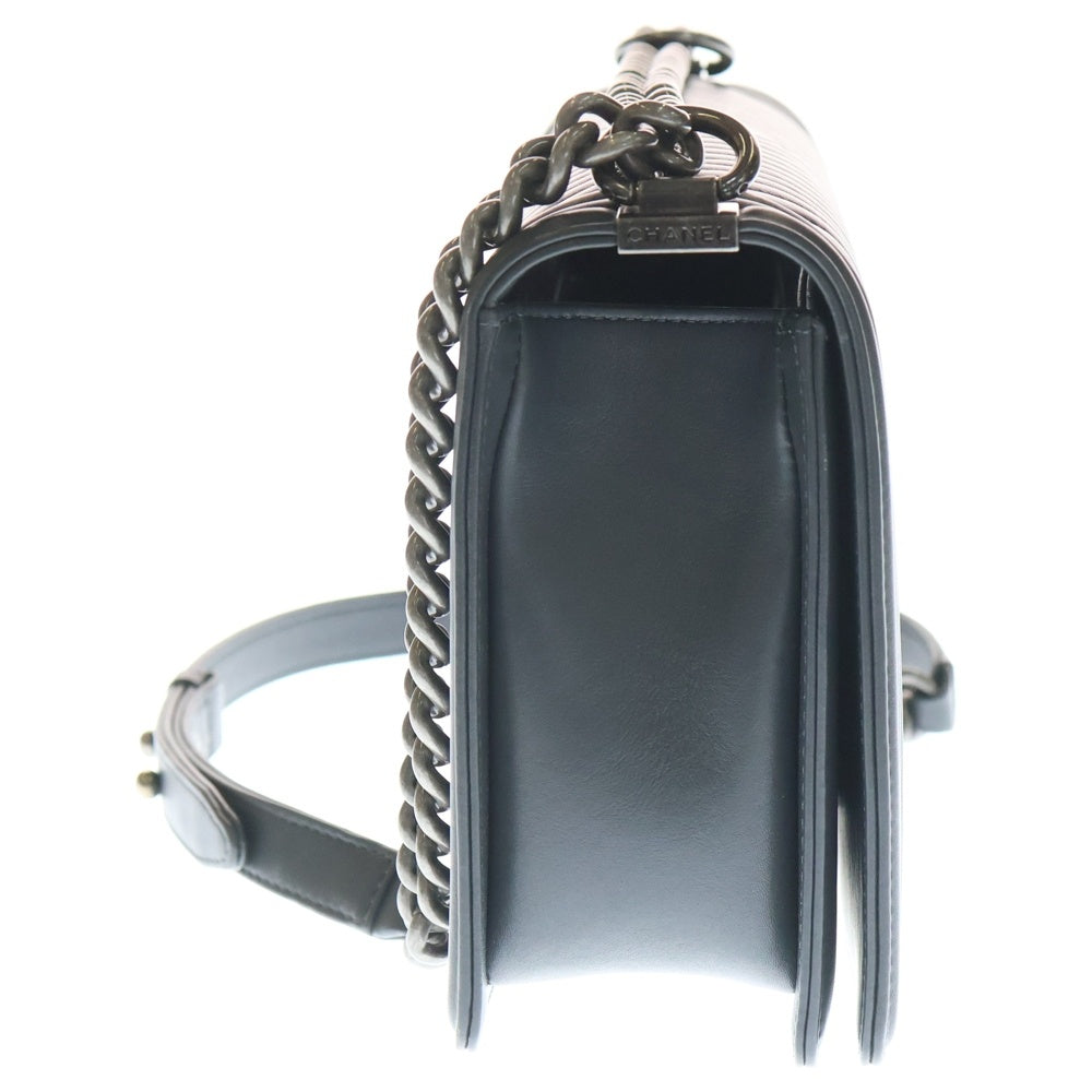 CHANEL(シャネル) ボーイシャネル28 Vステッチ グレー ラムスキン ショルダーバッグ
