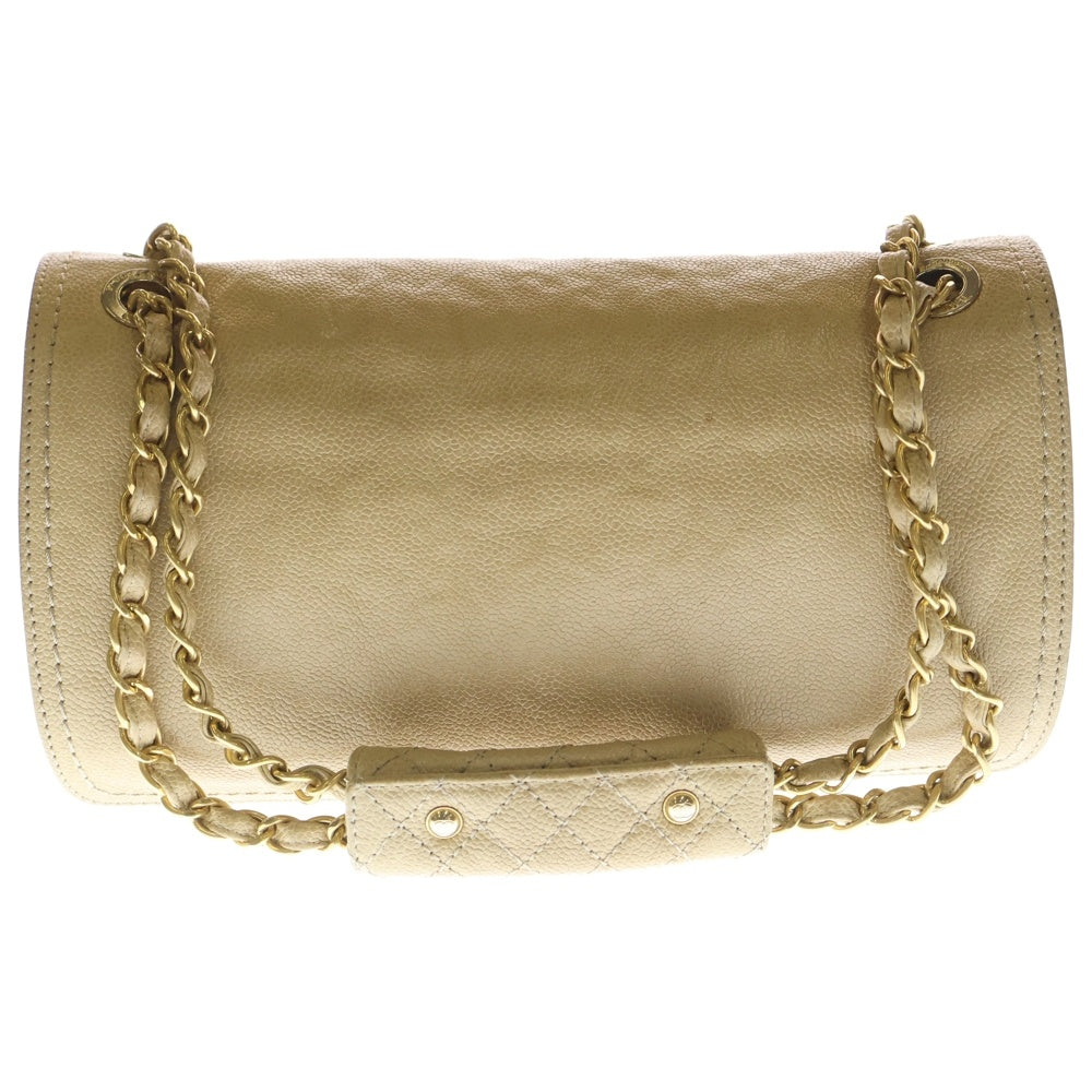 CHANEL(シャネル) マトラッセ 2.55 SフラップWチェーン ショルダーバッグ ハンドバッグ ベージュ ソフトキャビア ゴールド金具 レディース