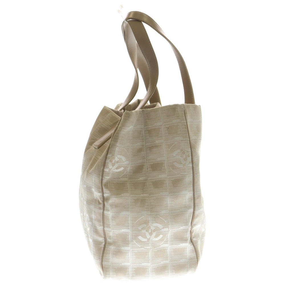 CHANEL(シャネル) ニュートラベルラインMM ハンドバッグ トートバッグ ピンクベージュ レザー×キャンバス レディース