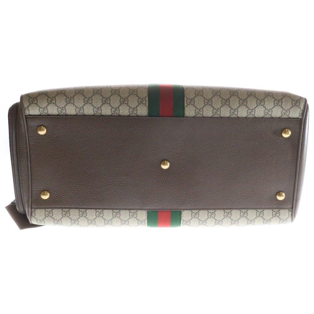GUCCI(グッチ) GGマーモント スプリーム PVC レザー 2WAY ハンド ショルダー ボストンバッグ ゴールド金具 ベージュ/ブラウン 723310 レディース