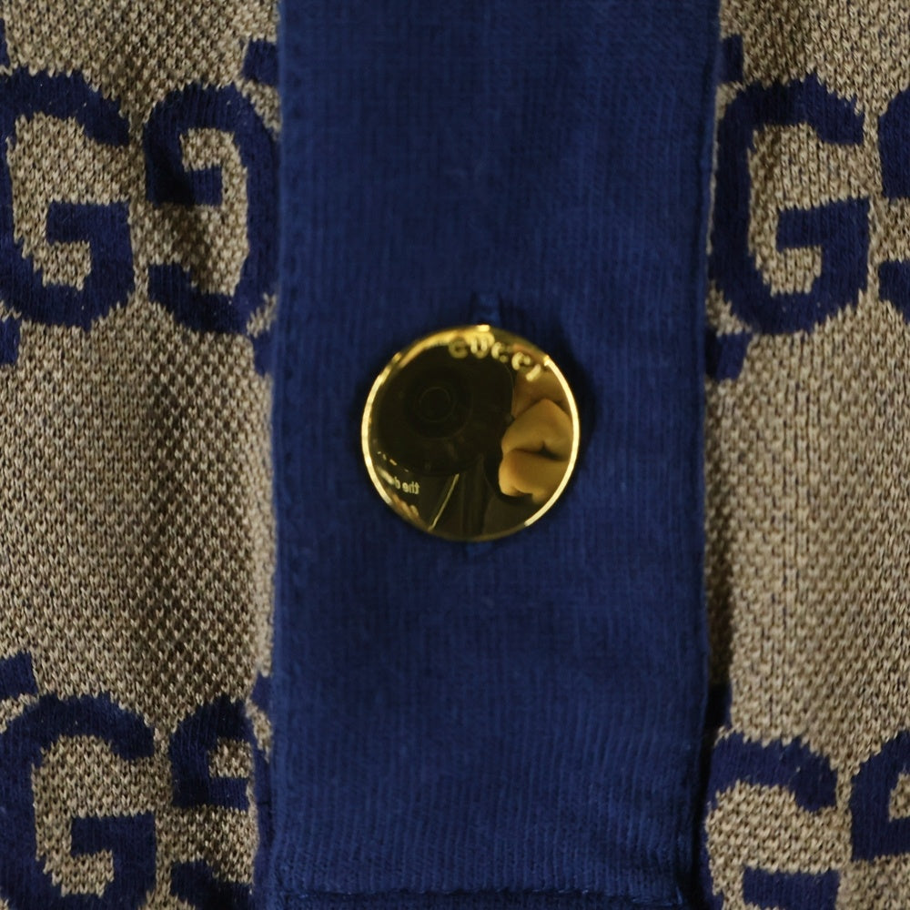 GUCCI(グッチ) GG総柄 半袖ポロシャツ ベージュ×ブルー 682015 XJD1F