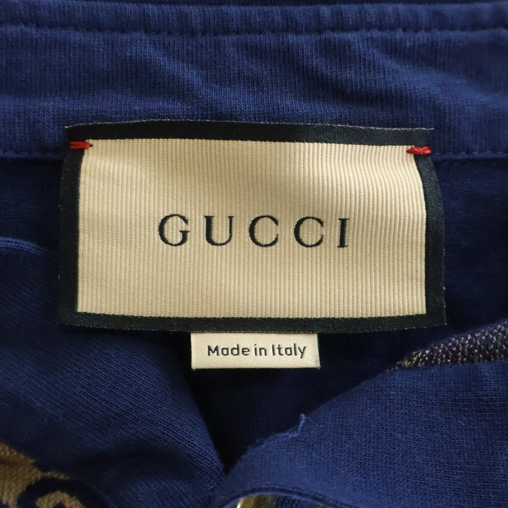 GUCCI(グッチ) GG総柄 半袖ポロシャツ ベージュ×ブルー 682015 XJD1F