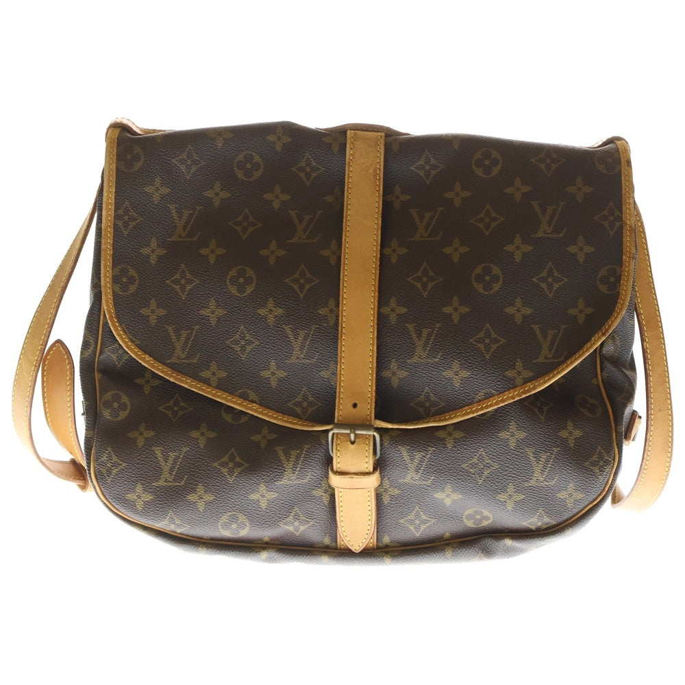 LOUIS VUITTON(ルイヴィトン) モノグラム ソミュール35 ショルダーバッグ ブラウン ゴールド金具 レザー×PVC M42254