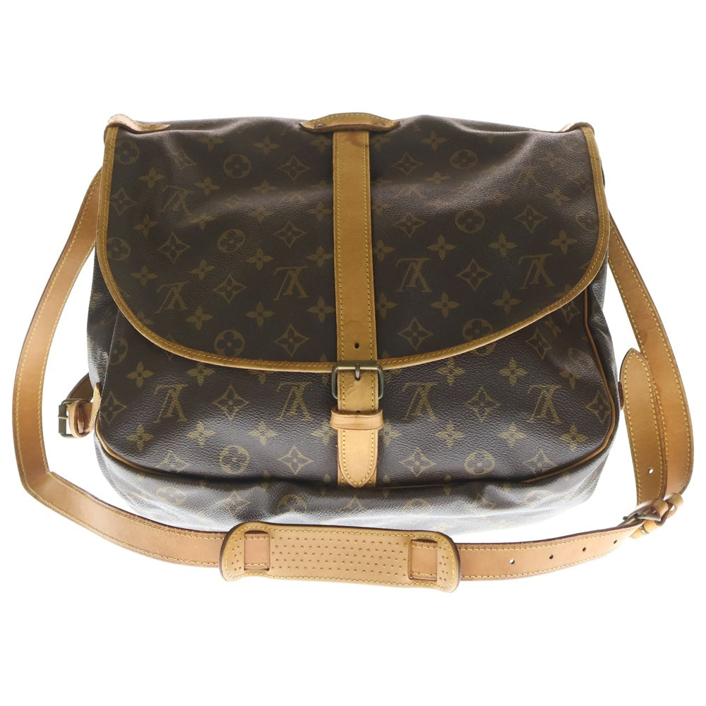 LOUIS VUITTON(ルイヴィトン) モノグラム ソミュール35 ショルダーバッグ ブラウン ゴールド金具 レザー×PVC M42254