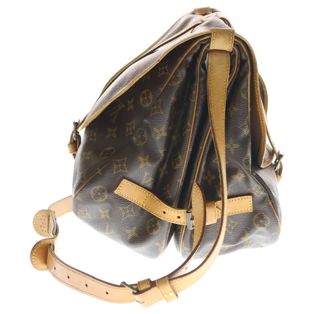 LOUIS VUITTON(ルイヴィトン) モノグラム ソミュール35 ショルダーバッグ ブラウン ゴールド金具 レザー×PVC M42254