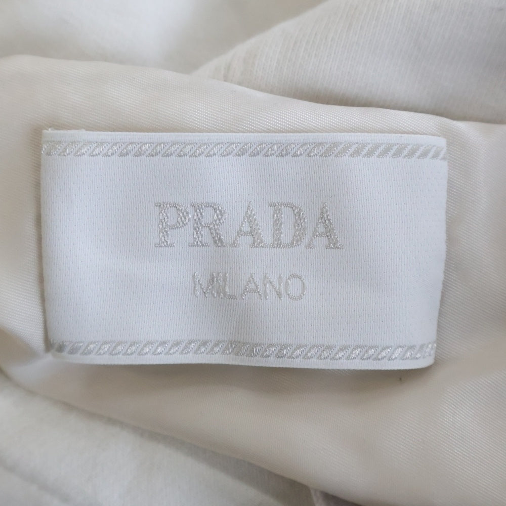 PRADA(プラダ) 21SS トライアングル エンボスロゴ プルオーバー スウェットパーカー フーディー ホワイト UJL185 レディース