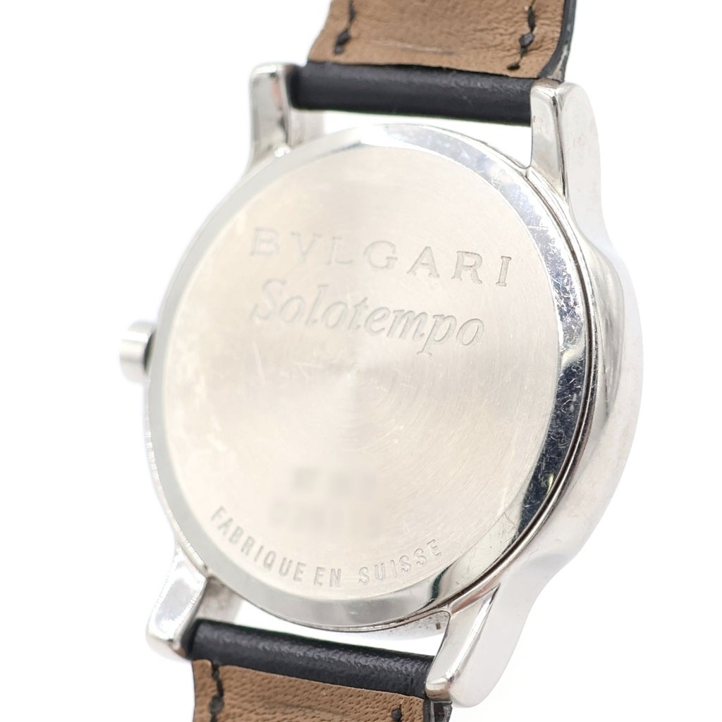 BVLGARI(ブルガリ) ソロテンポ 黒文字盤 シルバー/ブラック ステンレス レザー クォーツ 腕時計 ST35S