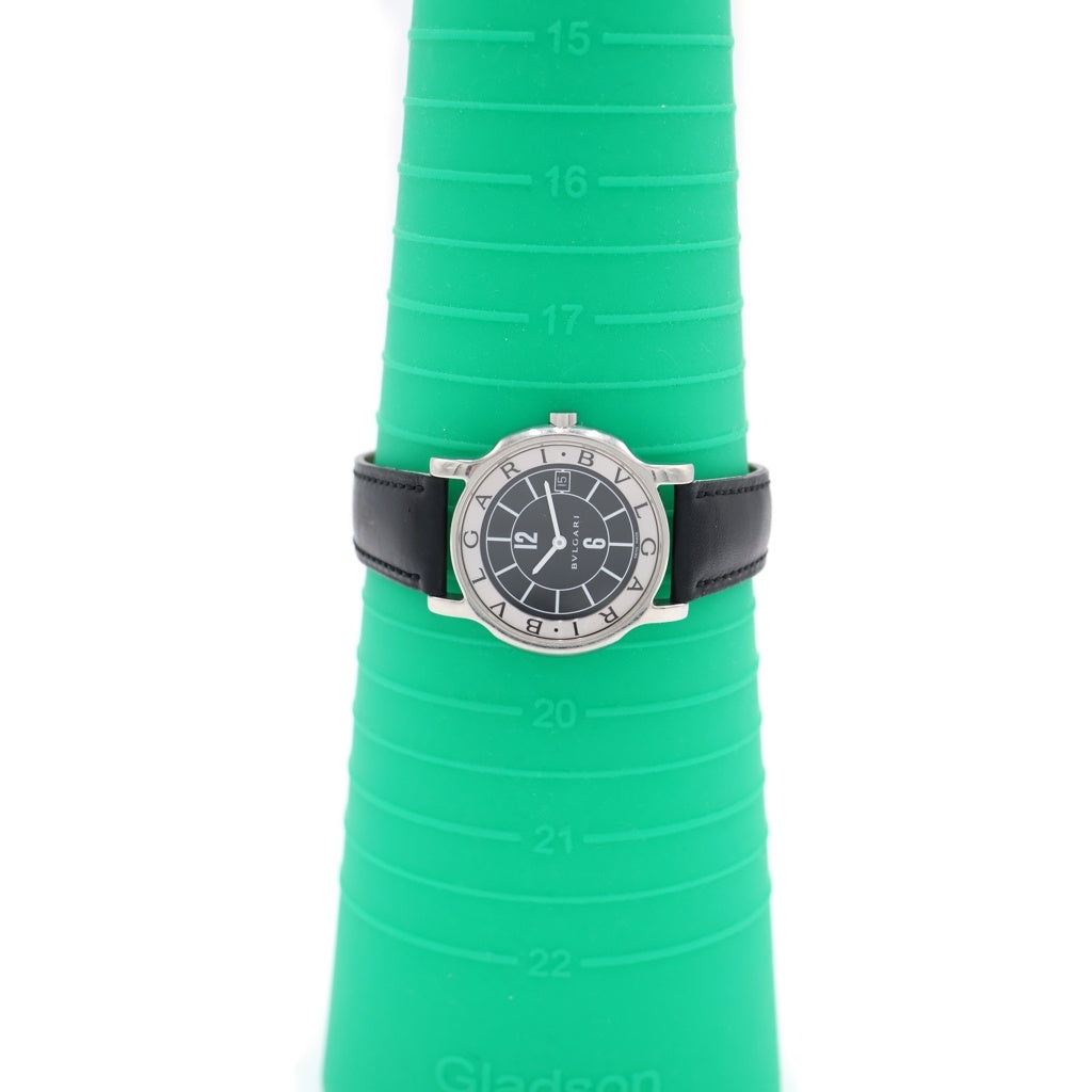 BVLGARI(ブルガリ) ソロテンポ 黒文字盤 シルバー/ブラック ステンレス レザー クォーツ 腕時計 ST35S