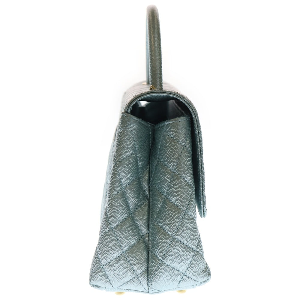 CHANEL(シャネル) ココハンドル 2WAYショルダーバッグ ハンドバッグ メタリックブルー キャビアスキン ゴールド金具 A92991 レディース