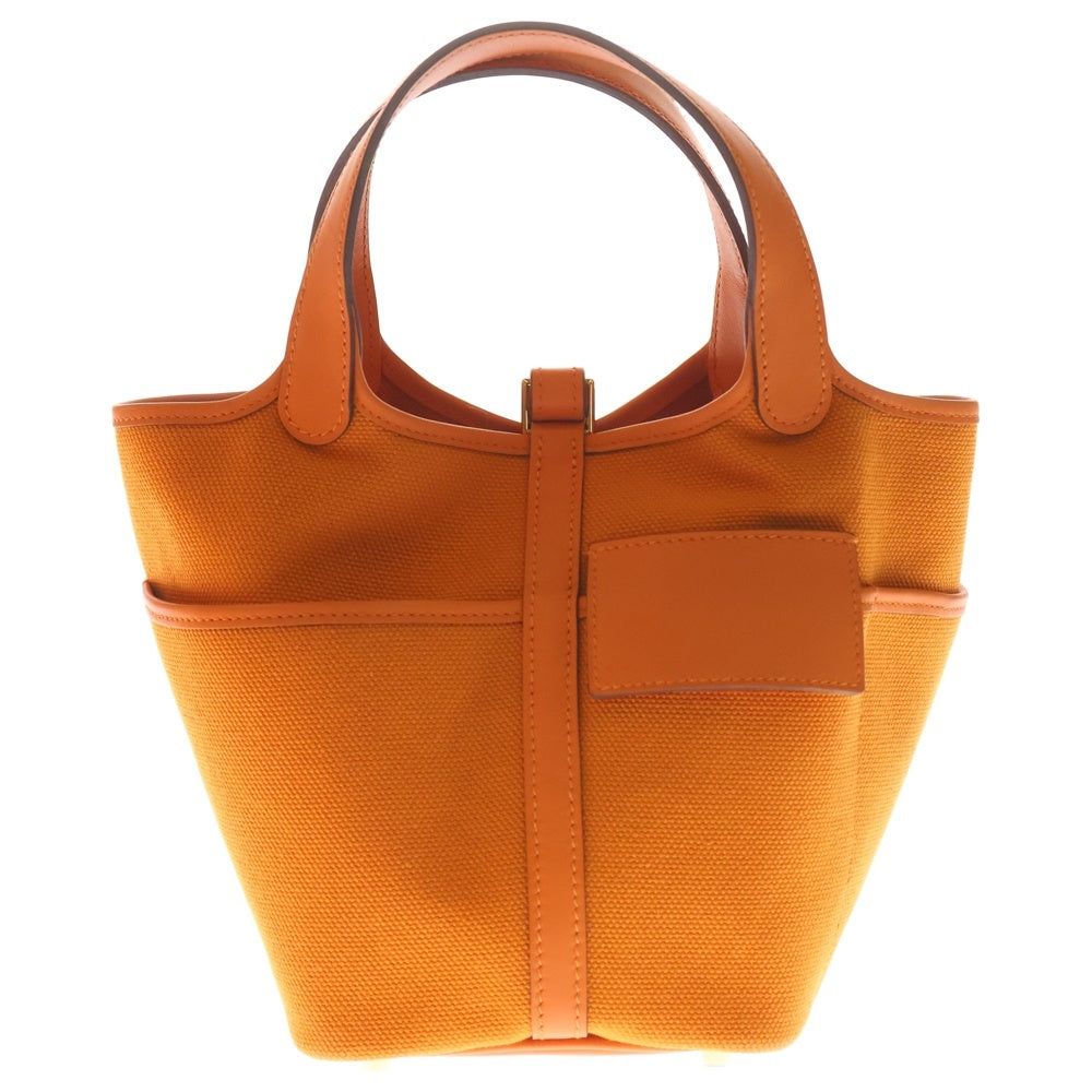 HERMES(エルメス) ピコタンロックPM カーゴ ポケット トワルゴエラン スイフト オレンジ系 ゴールド金具 ハンドバッグ U刻印 レディース