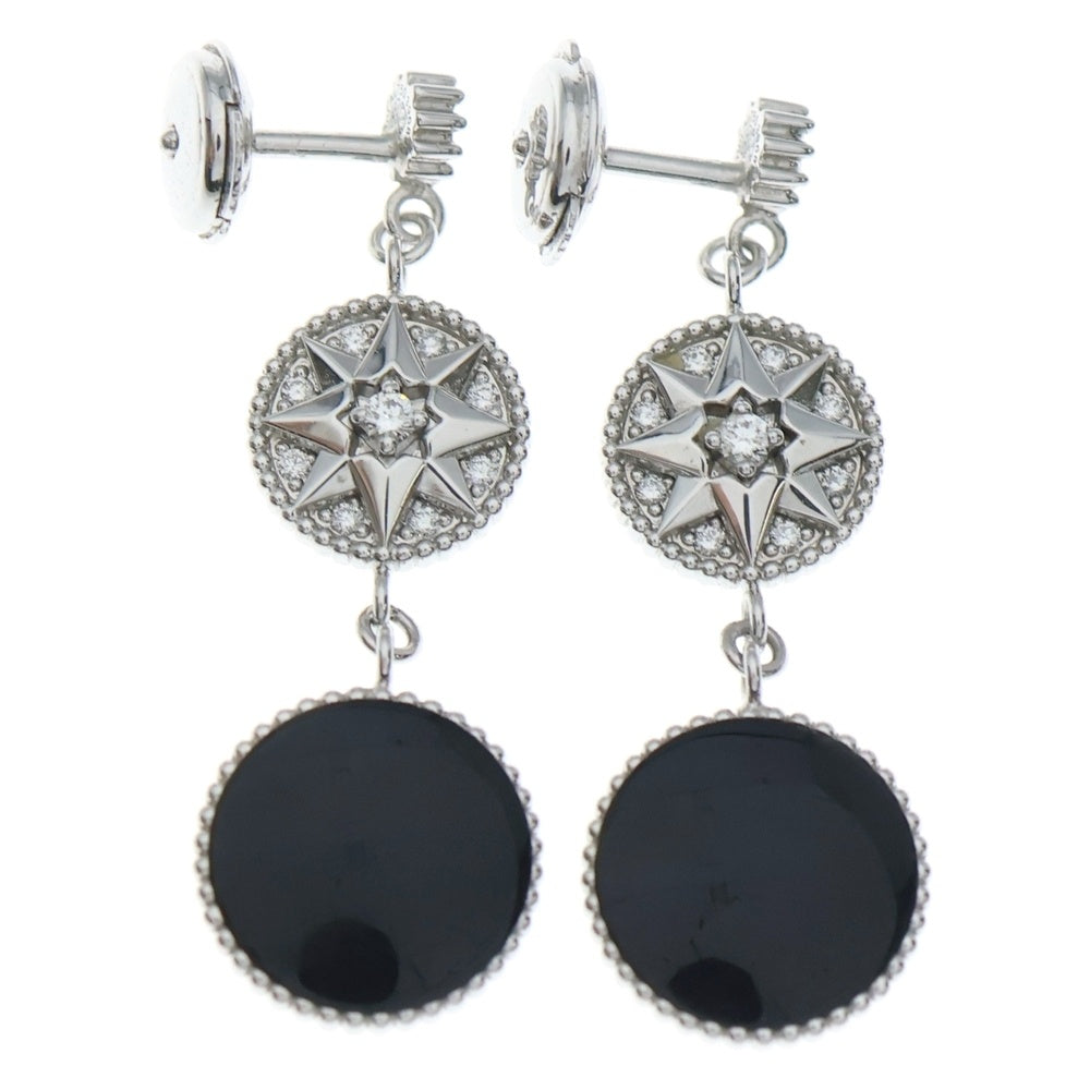 Christian Dior(クリスチャンディオール) ローズ デ ヴァン ダイヤモンド×オニキス ピアス Au750WG ホワイトゴールド ジュエリー レディース