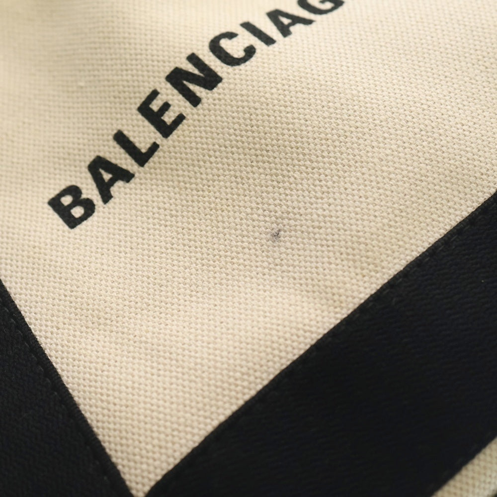 BALENCIAGA(バレンシアガ) 2WAYショルダーバッグ ハンドバッグ ミニトートバッグ ブラック×アイボリー キャンバス×レザー 390346 シルバー金具 レディース