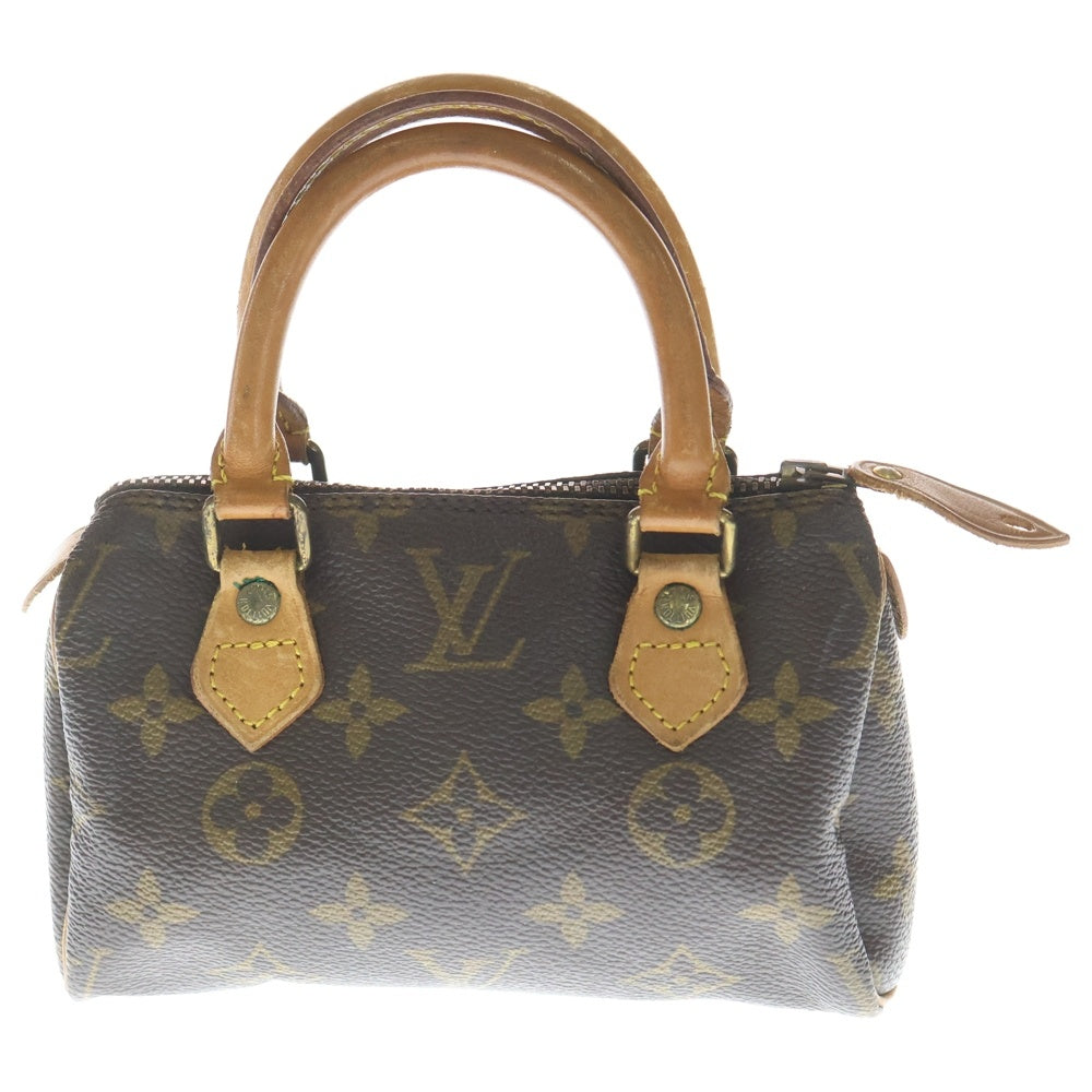 LOUIS VUITTON(ルイヴィトン) モノグラム ナノスピーディ ミニボストンバッグ ハンドバッグ ブラウン レザー×PVC ゴールド金具 レディース