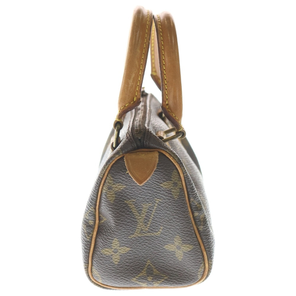 LOUIS VUITTON(ルイヴィトン) モノグラム ナノスピーディ ミニボストンバッグ ハンドバッグ ブラウン レザー×PVC ゴールド金具 レディース