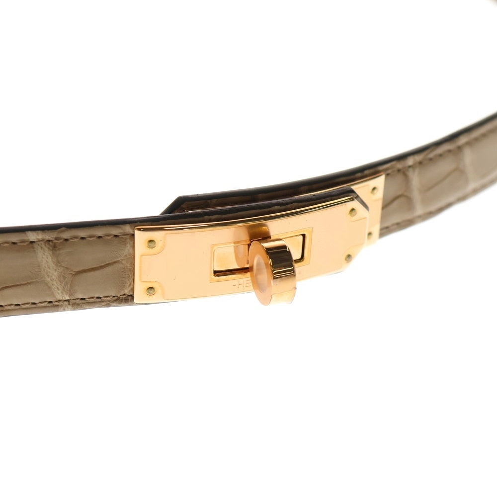 HERMES(エルメス) ケリーベルト アリゲーター ベルト ベージュ ピンクゴールド金具 K刻印 レディース