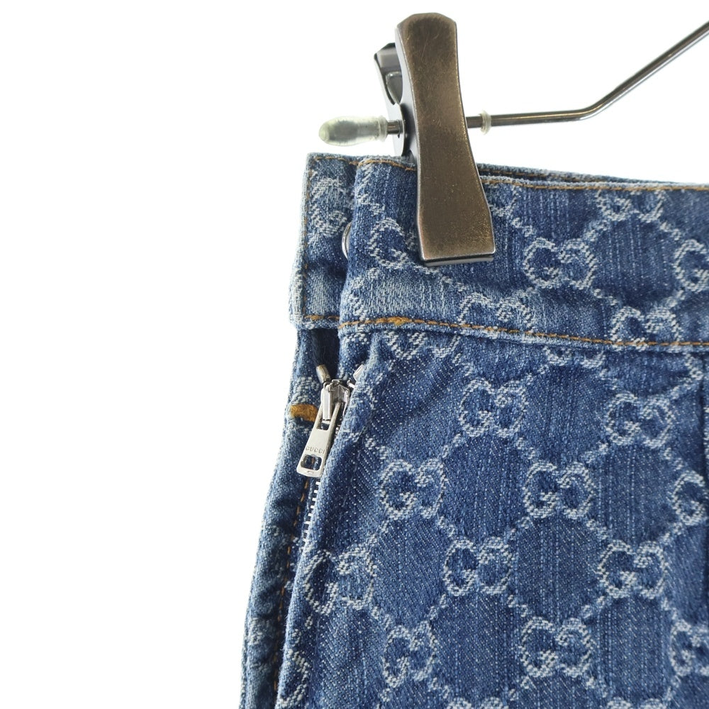 GUCCI(グッチ) GGジャガードデニム フレアスカート インディゴブルー 791386 レディース