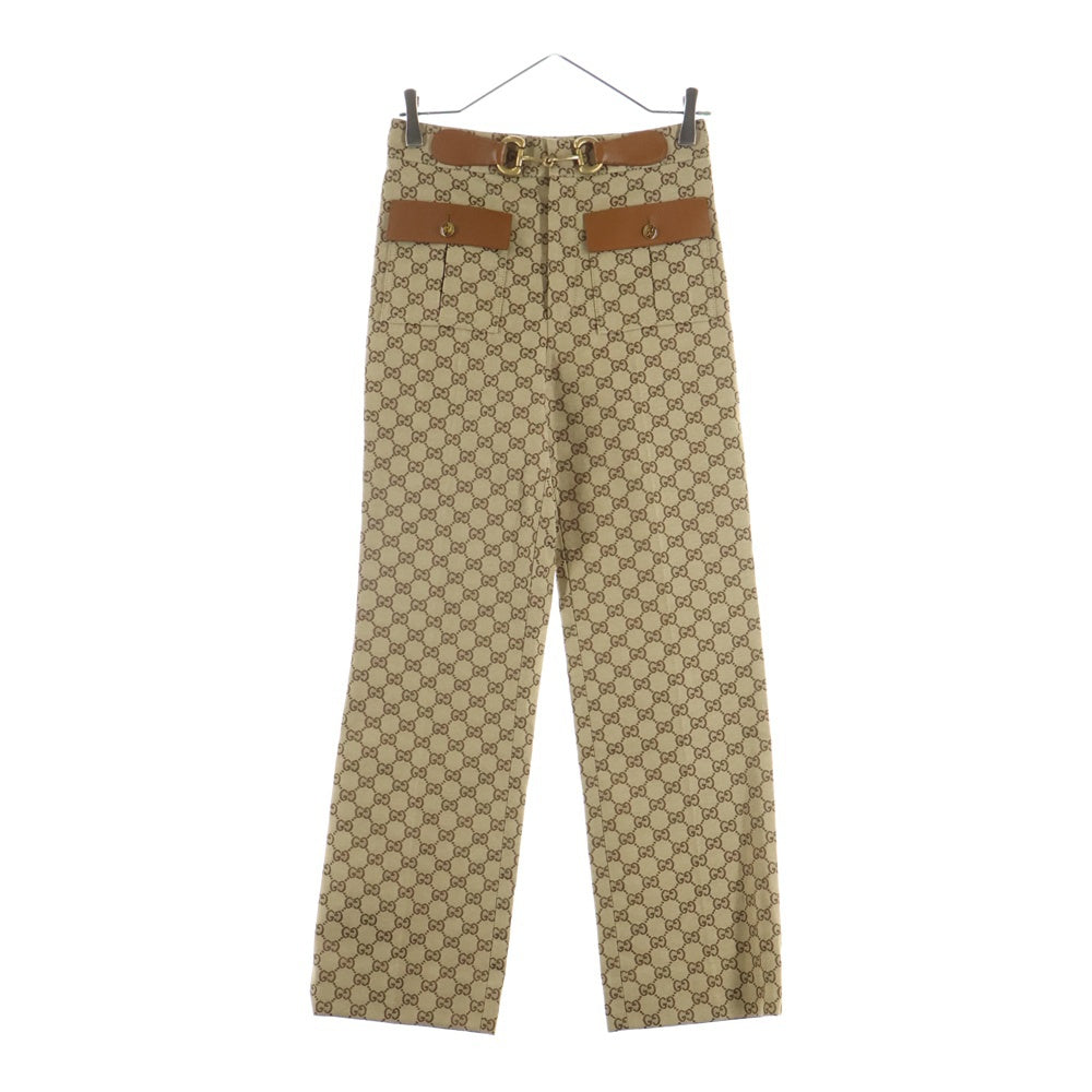 GUCCI(グッチ) GGキャンバス ホースビットパンツ ベージュブラウン 681507 レディース