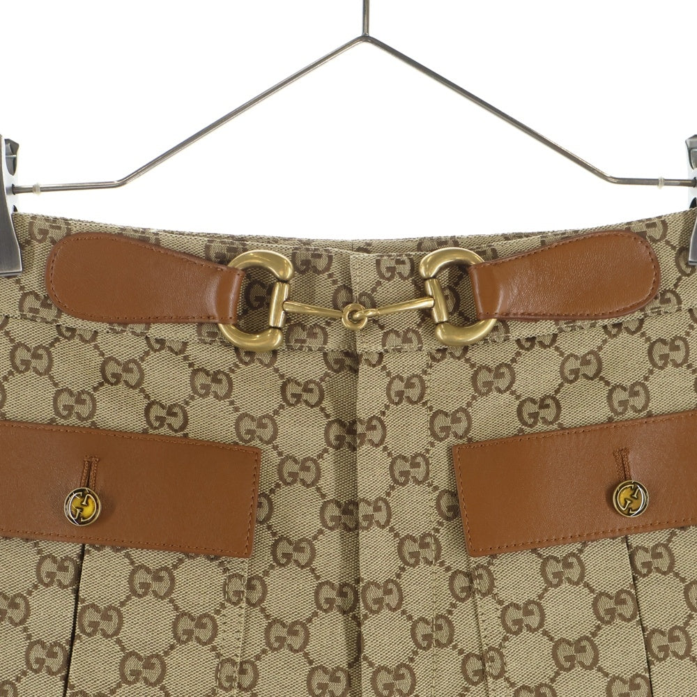 GUCCI(グッチ) GGキャンバス ホースビットパンツ ベージュブラウン 681507 レディース