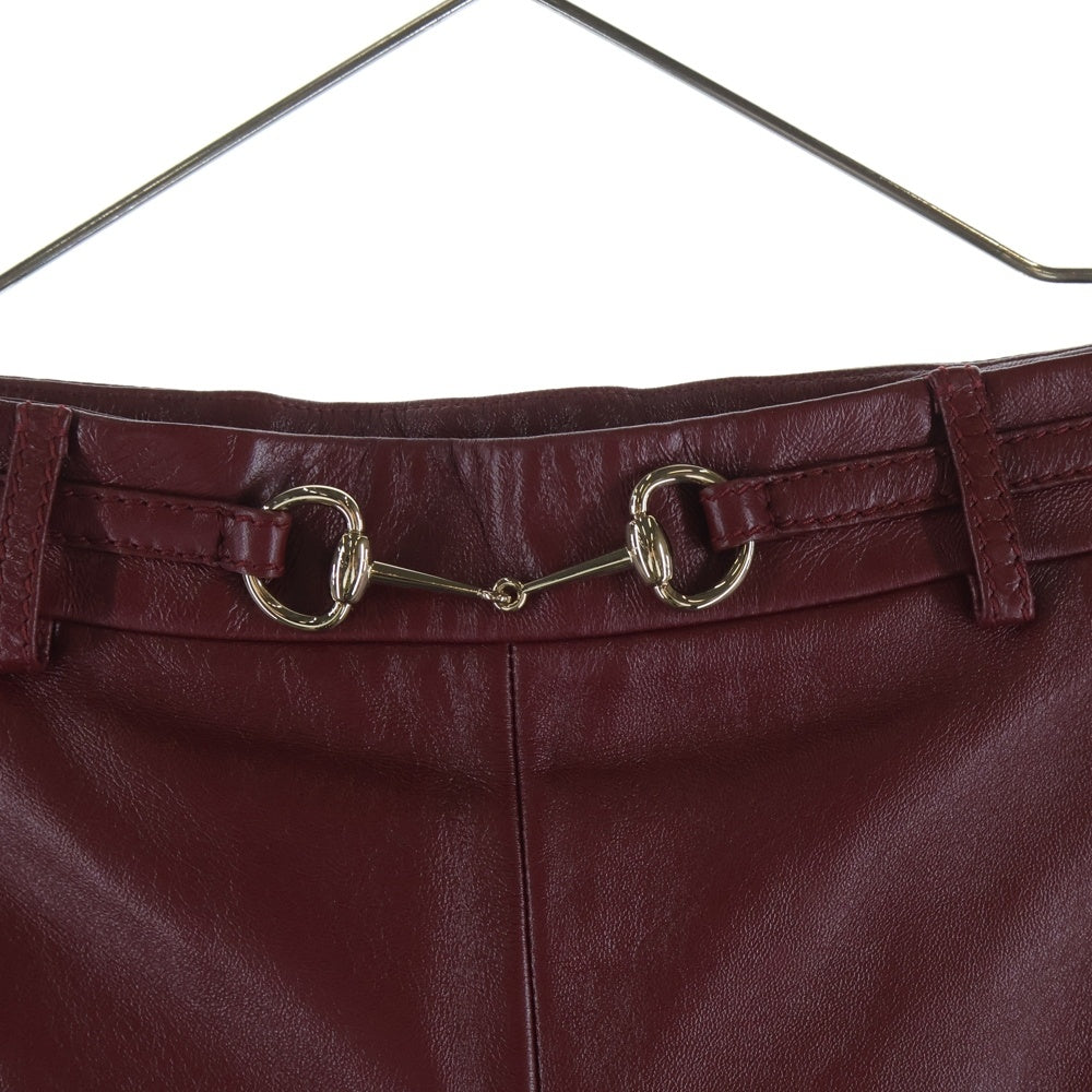 GUCCI(グッチ) ホースビット レザー ショートパンツ レッド レディース