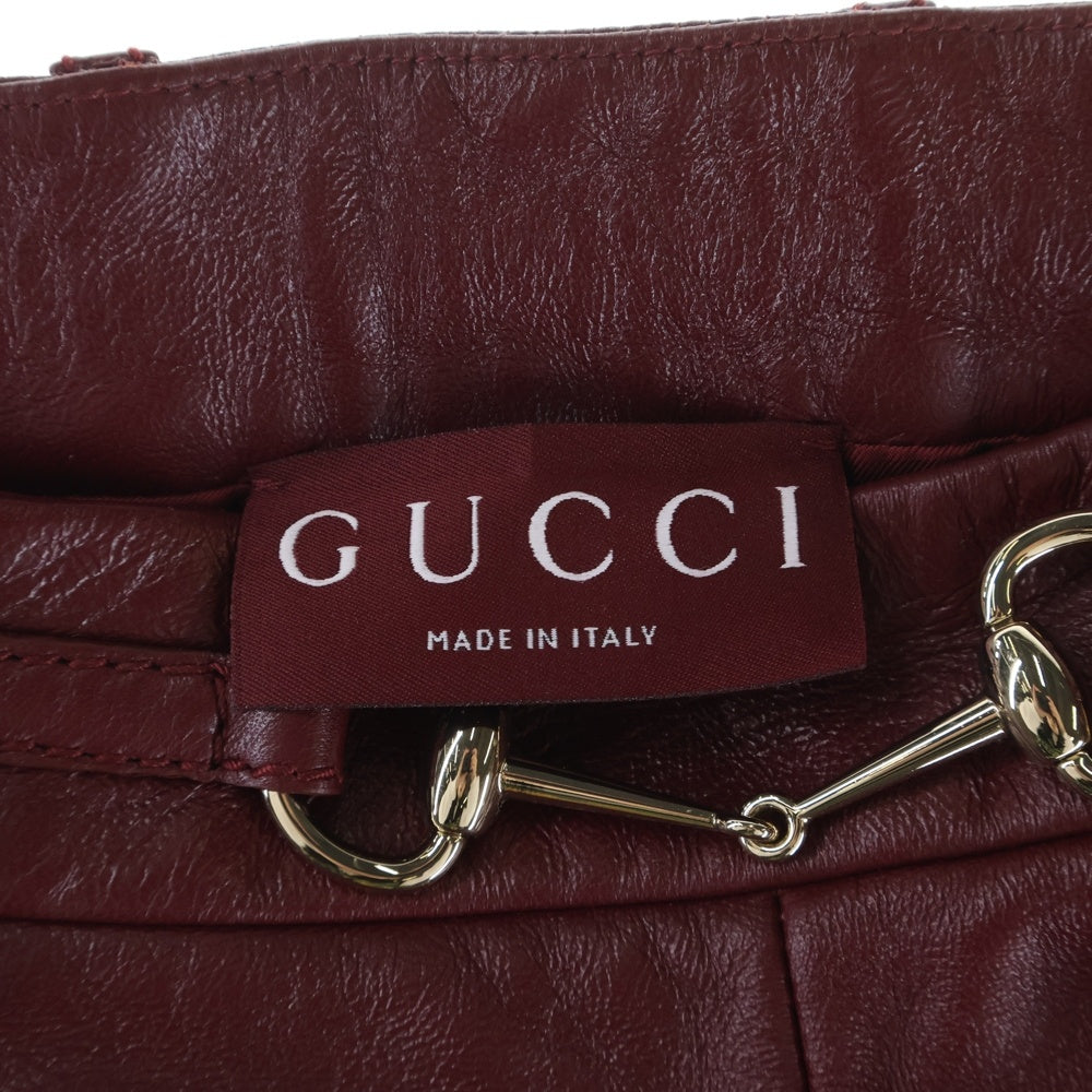 GUCCI(グッチ) ホースビット レザー ショートパンツ レッド レディース