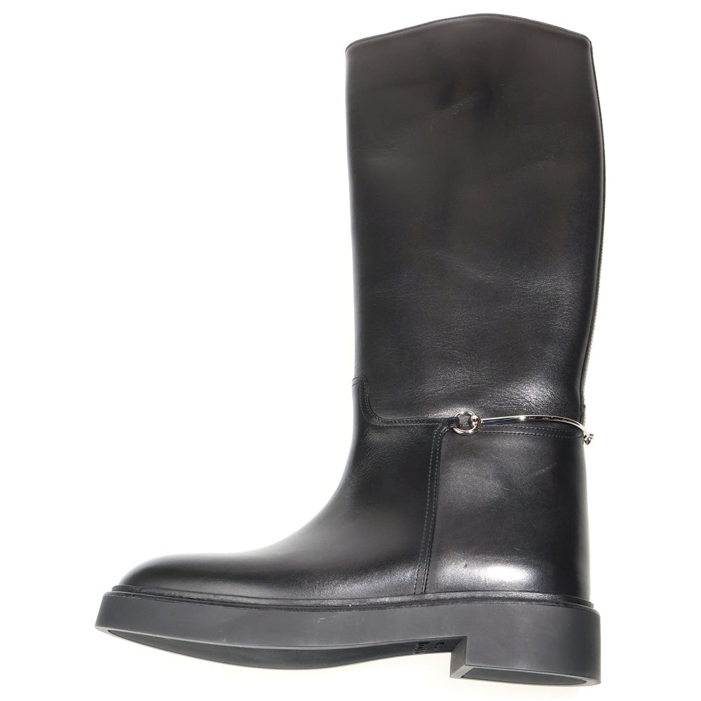 GUCCI(グッチ) スリムホースビット レザーロングブーツ ブラック 806391 レディース