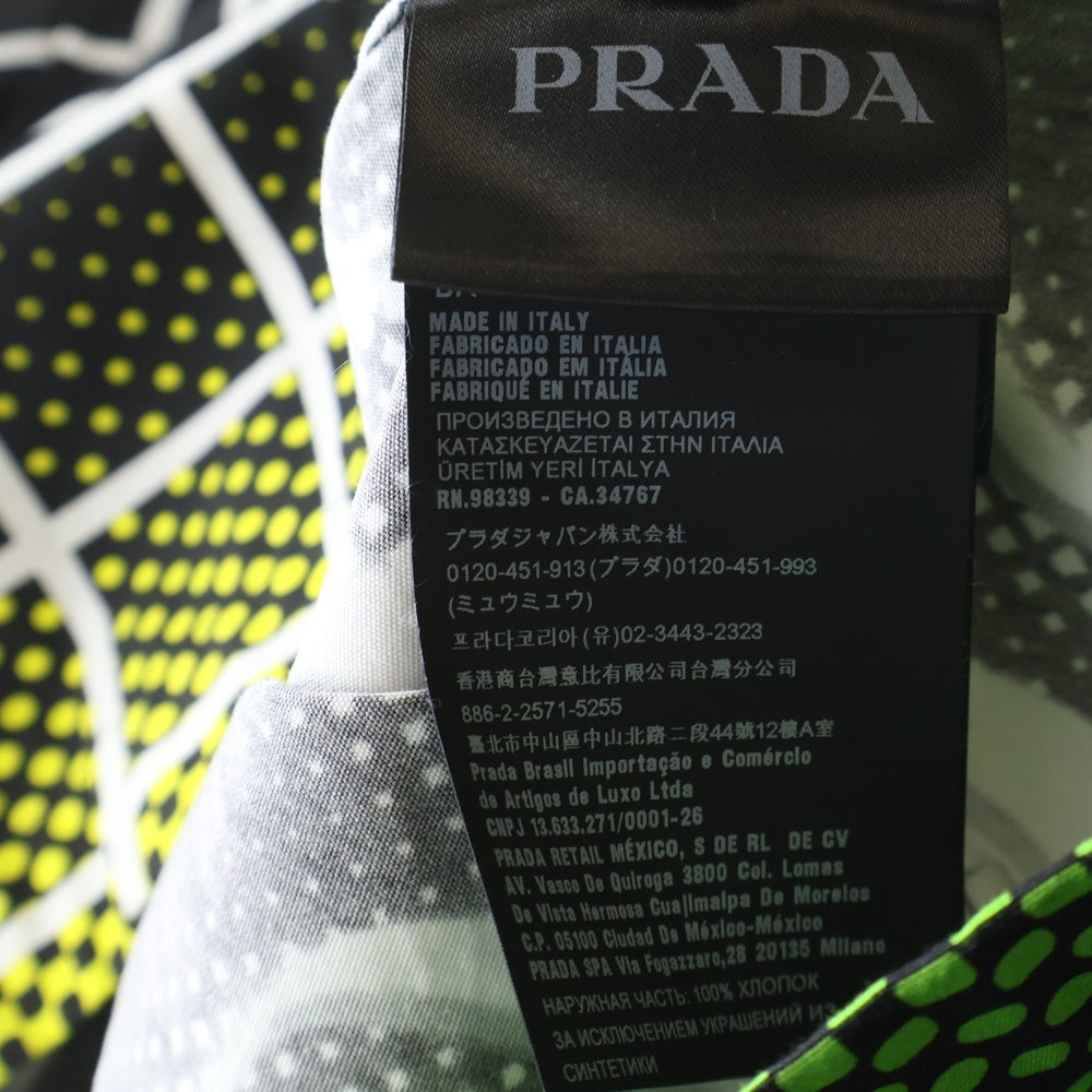PRADA(プラダ) ダブルマッチポプリン半袖シャツ ブラック×グリーン