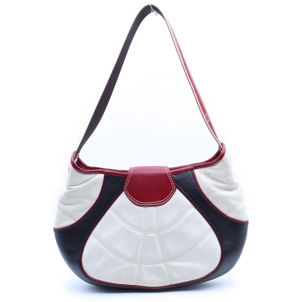 CELINE(セリーヌ) 2002 日韓ワールドカップ ワンショルダーバッグ ハンドバッグ ブラック×ホワイト×レッド レザー シルバー金具 レディース