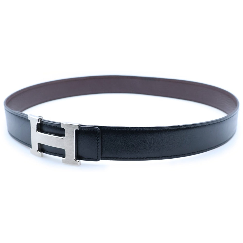 HERMES(エルメス) コンスタンス Hベルト #85 ブラウン×ブラック レザー シルバー金具 □O刻印