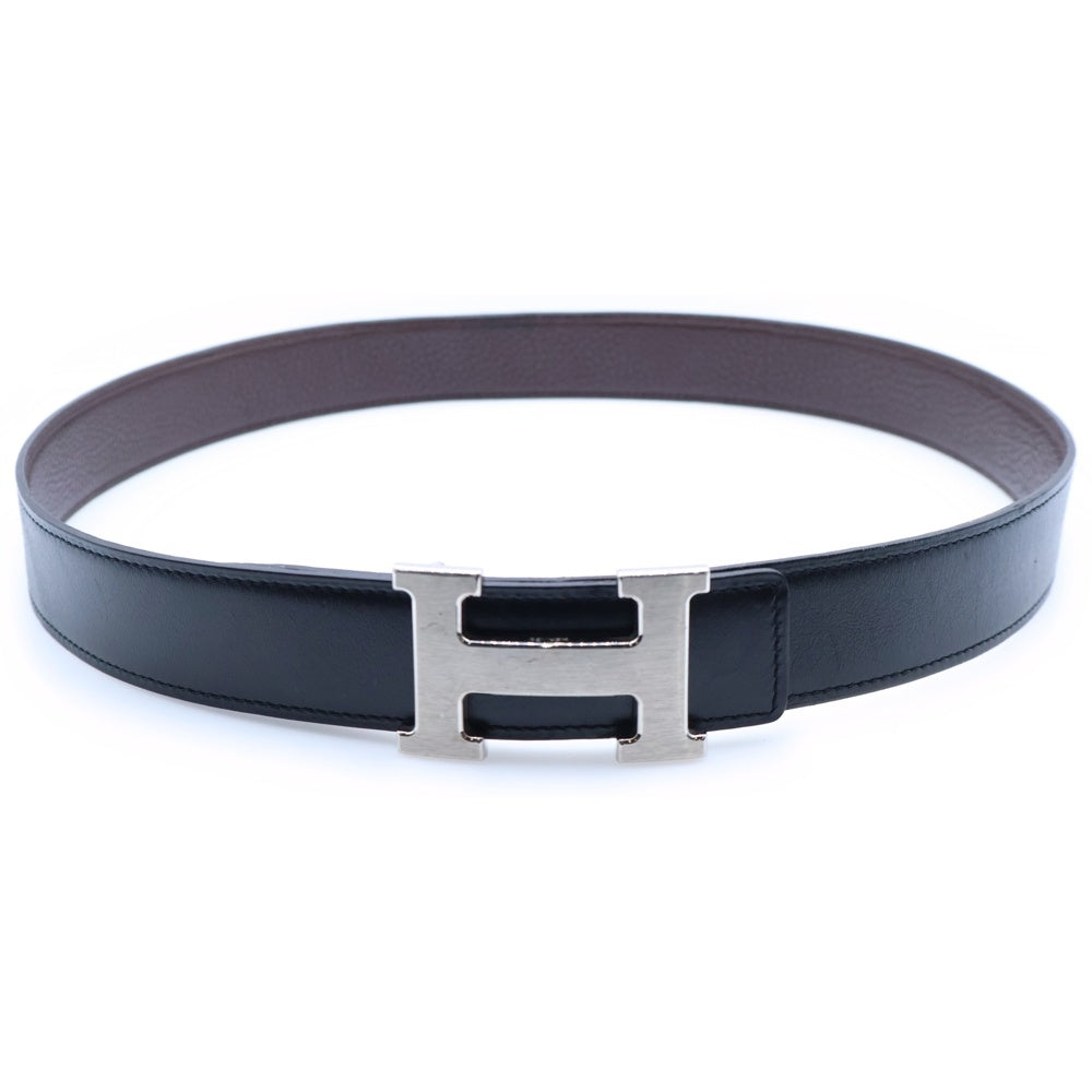 HERMES(エルメス) コンスタンス Hベルト #85 ブラウン×ブラック レザー シルバー金具 □O刻印