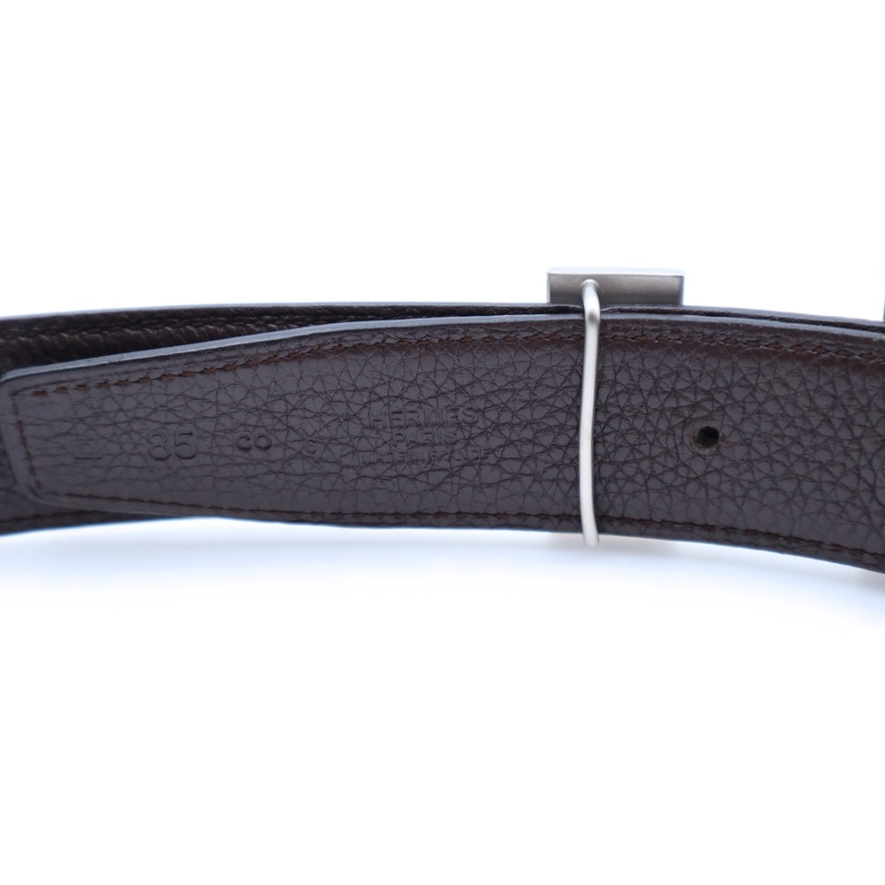HERMES(エルメス) コンスタンス Hベルト #85 ブラウン×ブラック レザー シルバー金具 □O刻印