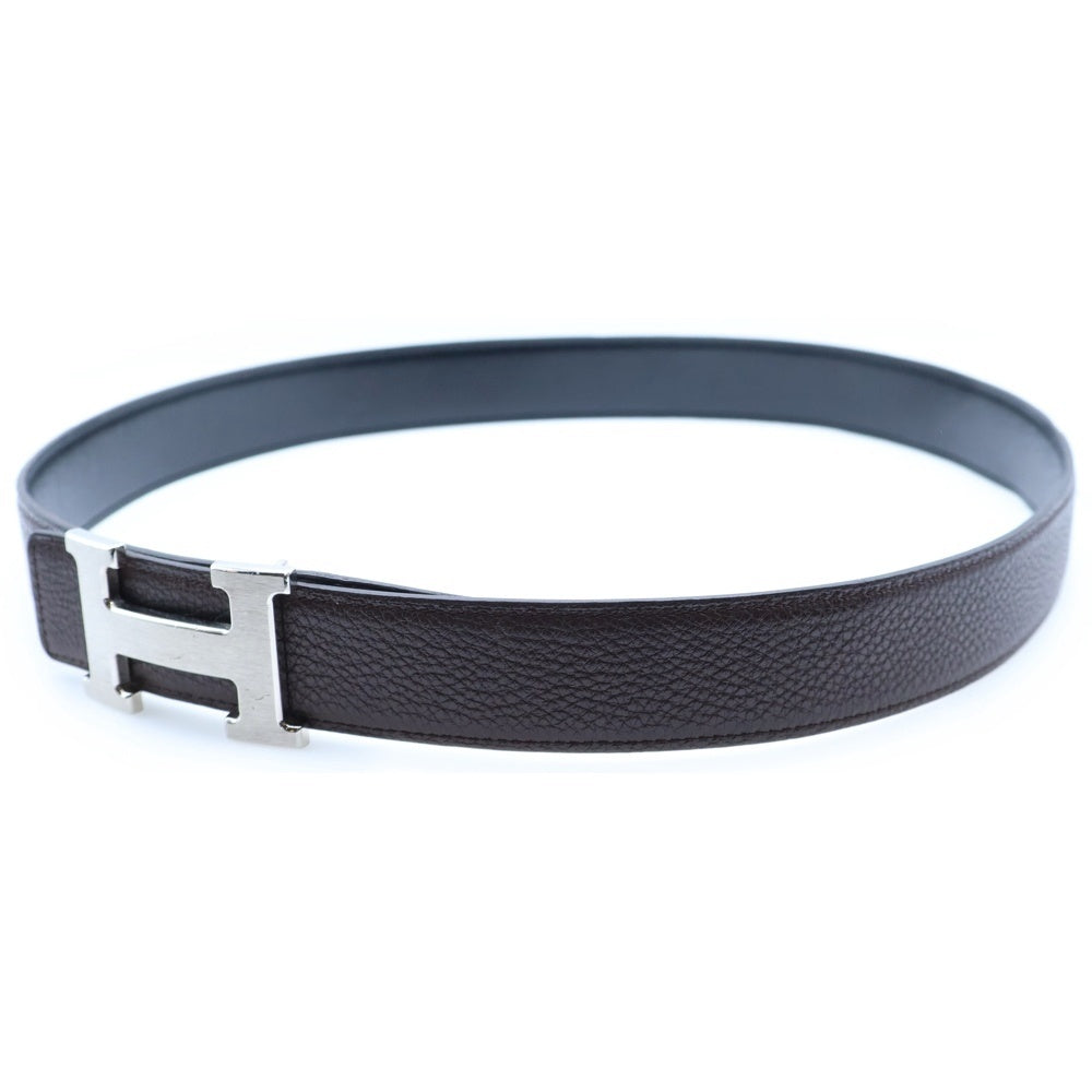 HERMES(エルメス) コンスタンス Hベルト #85 ブラウン×ブラック レザー シルバー金具 □O刻印