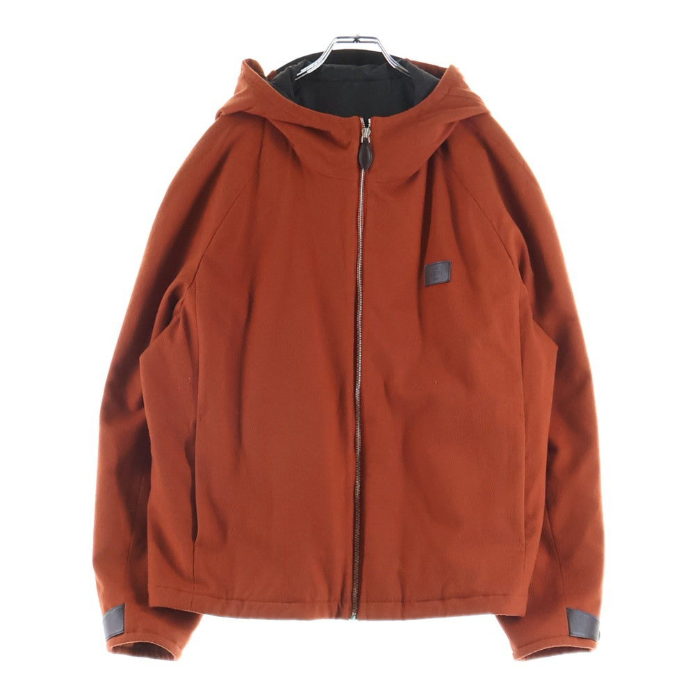 Berluti(ベルルッティ) レザーパッチ カシミヤフーデッド ジップアップ ブルゾン オレンジ R25OBL415WDBQ