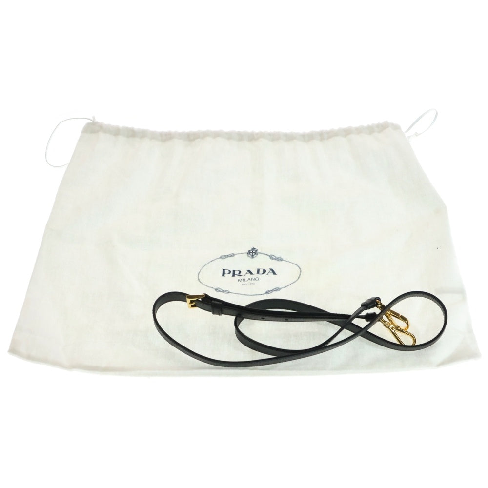 PRADA(プラダ) ガレリア サフィアーノレザー トライアングルロゴ 2WAY ハンドショルダーバッグ ゴールド金具 ブラック 1BA274 レディース