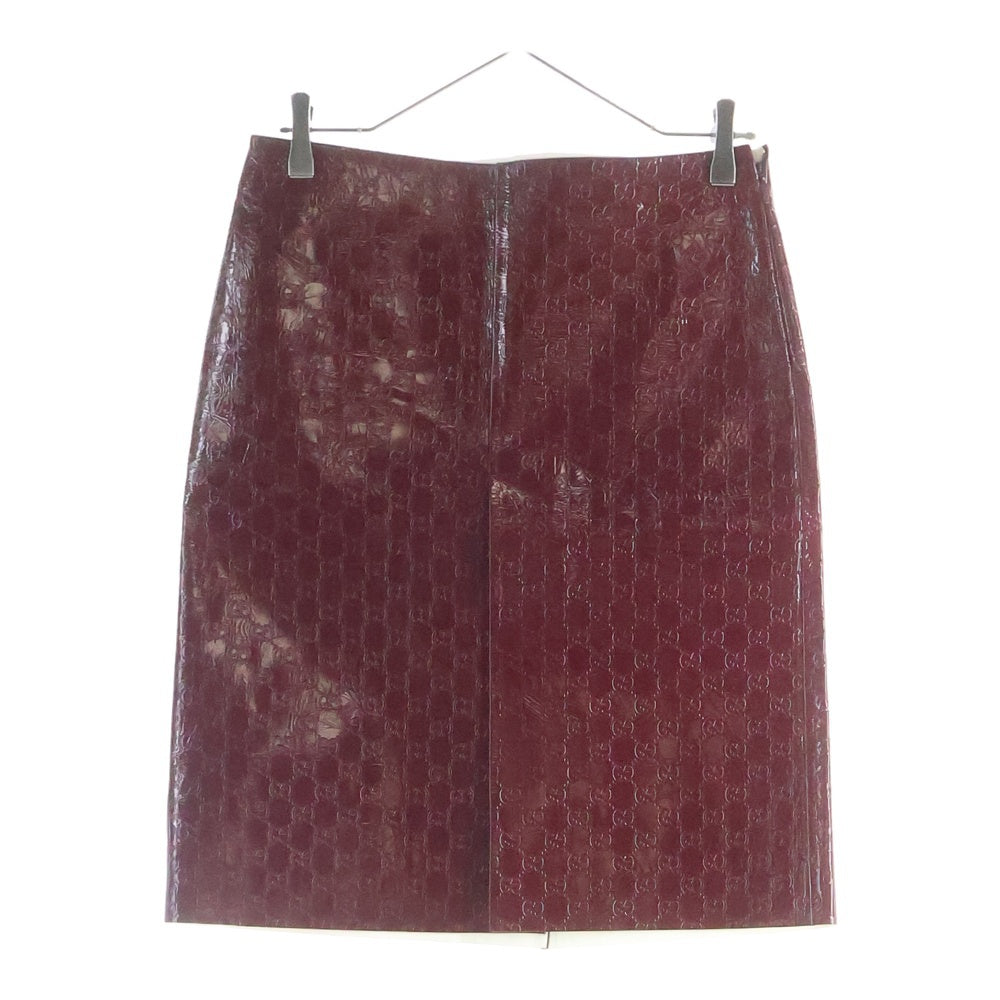 GUCCI(グッチ) エンボス GG モチーフ付き ミディスカート バーガンディ