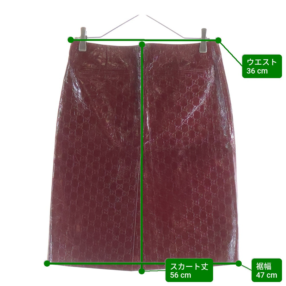 GUCCI(グッチ) エンボス GG モチーフ付き ミディスカート バーガンディ