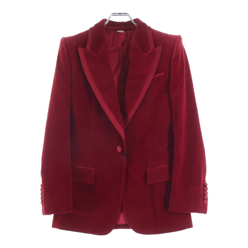 GUCCI(グッチ) ベルベット ピークドラペルシングルジャケット レッド