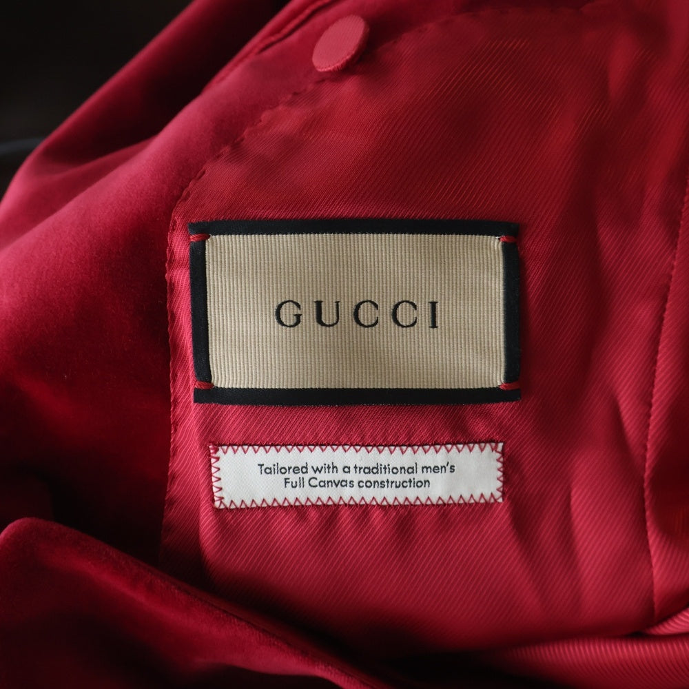 GUCCI(グッチ) ベルベット ピークドラペルシングルジャケット レッド