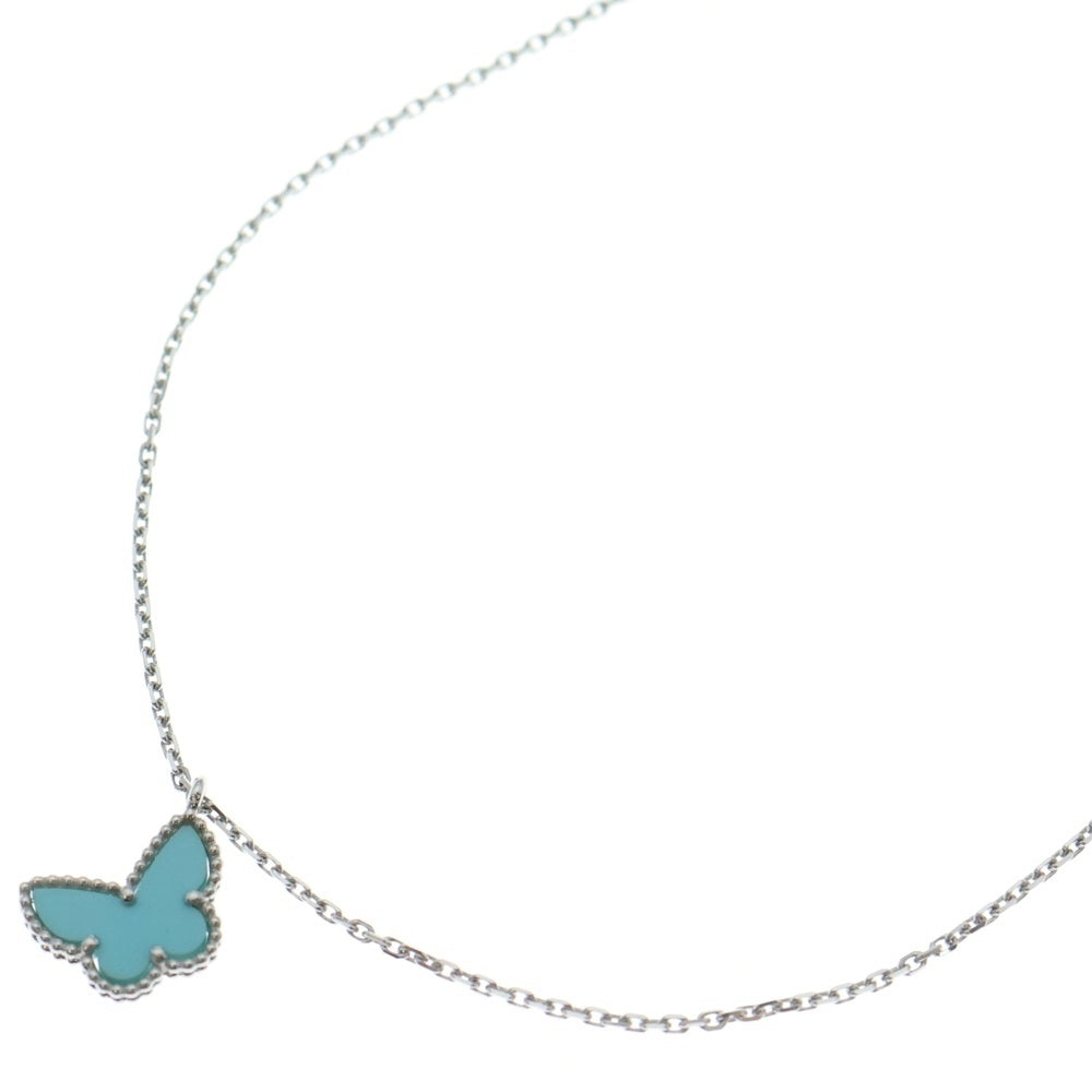 Van Cleef & Arpels(ヴァンクリーフアンドアーペル) スウィートアルハンブラ パピヨン ターコイズ ネックレス K18WG ホワイトゴールド/ライトブルー JA675338 レディース