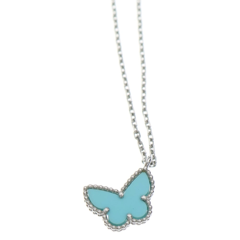 Van Cleef & Arpels(ヴァンクリーフアンドアーペル) スウィートアルハンブラ パピヨン ターコイズ ネックレス K18WG ホワイトゴールド/ライトブルー JA675338 レディース