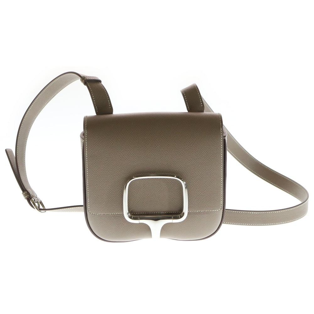 HERMES(エルメス) デッラカヴァッレリア ミニ エプソン エトゥープ ショルダーバッグ ミニバッグ グレージュ ブラウン レザー W刻印 シルバー金具 レディース
