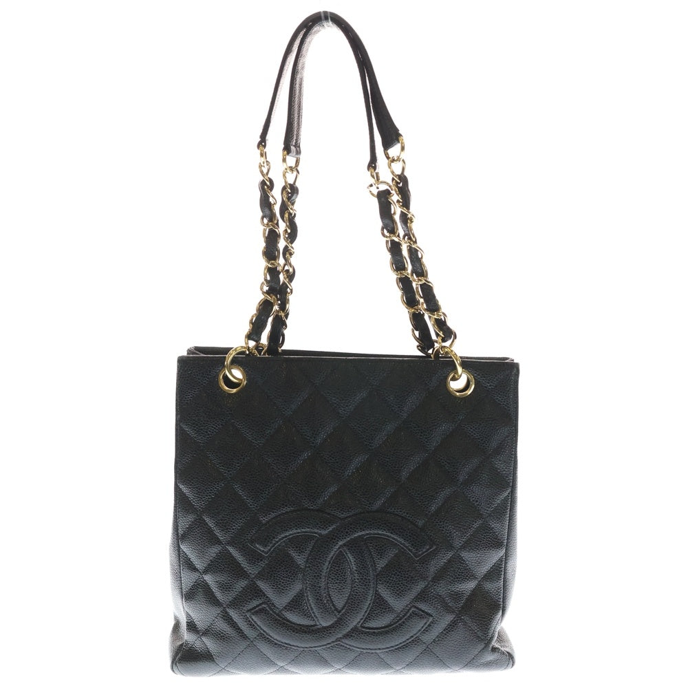 CHANEL(シャネル) マトラッセ ココマーク PST チェーントートバッグ ブラック キャビア ゴールド金具 レディース