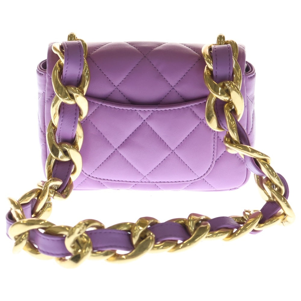 CHANEL(シャネル) ミニマトラッセ17 パープル ラムスキン ゴールド金具 チェーン ショルダーバッグ レディース