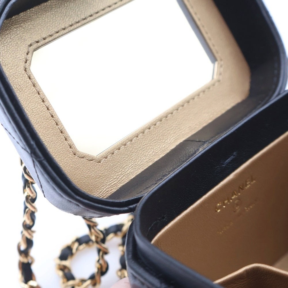 CHANEL(シャネル) マトラッセ ミニバニティ ショルダーバッグ ブラック ラムスキン ゴールド金具 AP3459 レディース